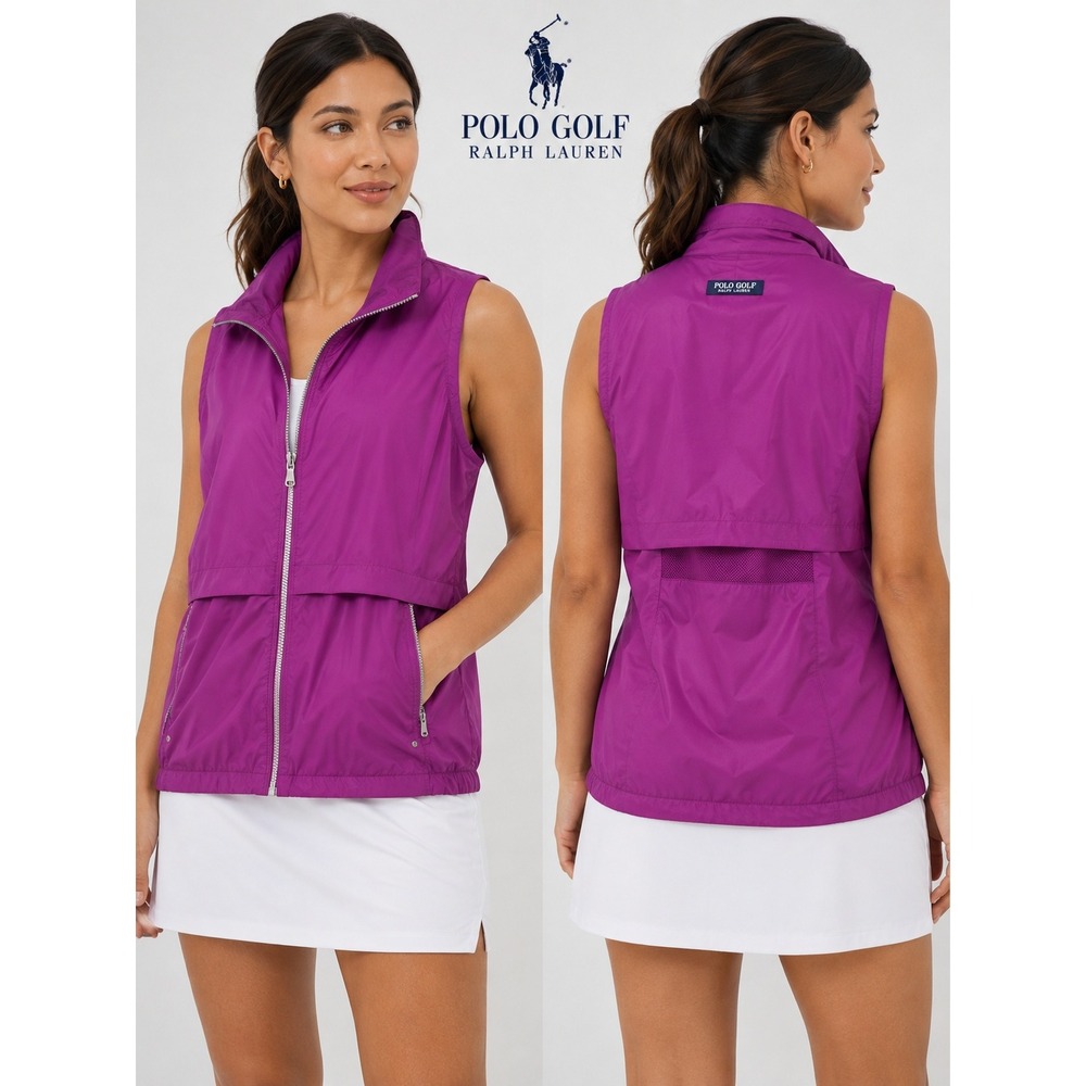 Polo Golf Ralph Lauren Womens Purple Full Zip Active Windbreaker Vest Size M